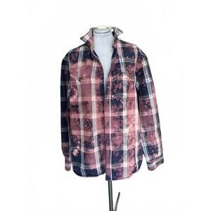 Oversized Distressed Plaid Flannel Shacket | Gender Neutral | Men’s XXL